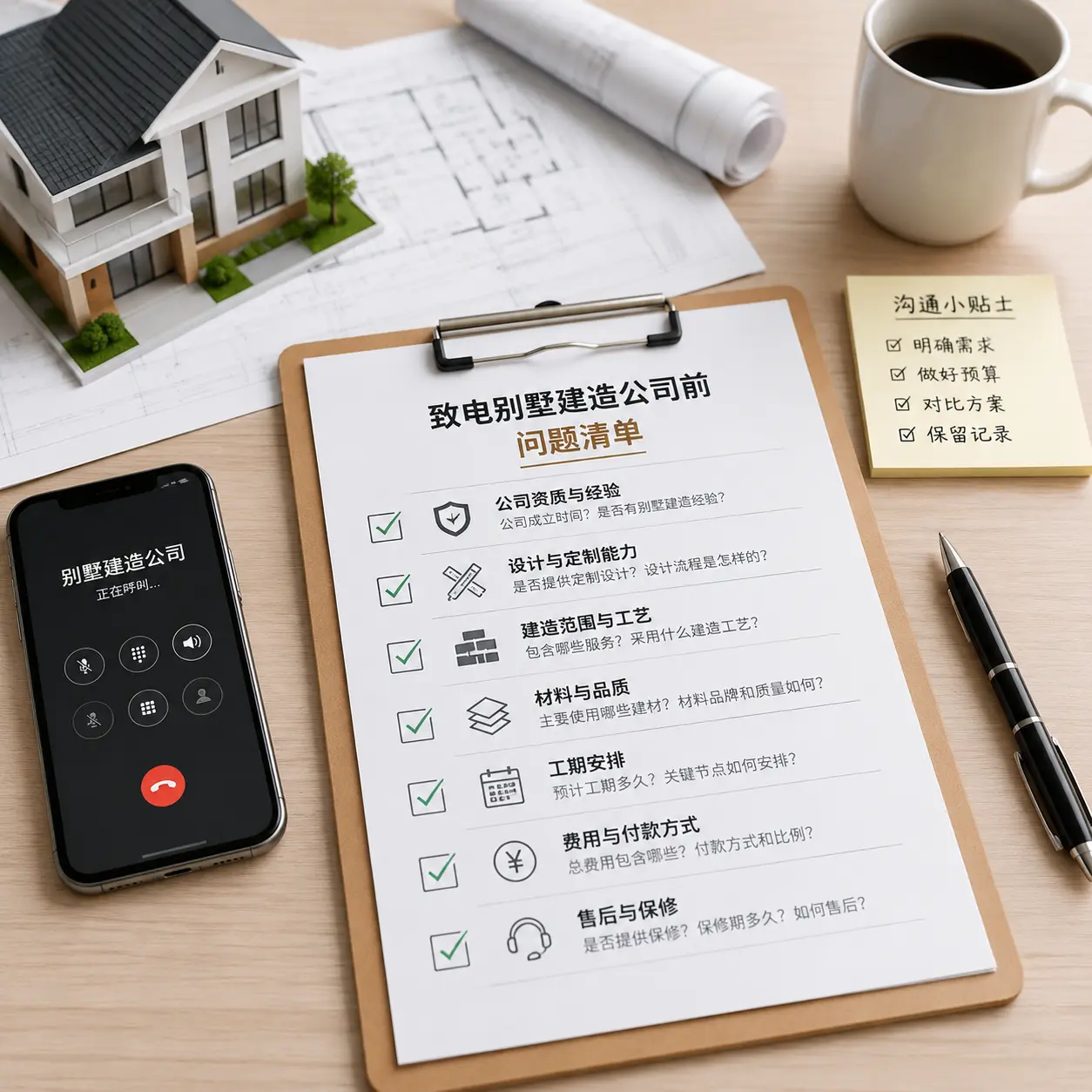 在道真拨打别墅建造公司电话前的准备工作